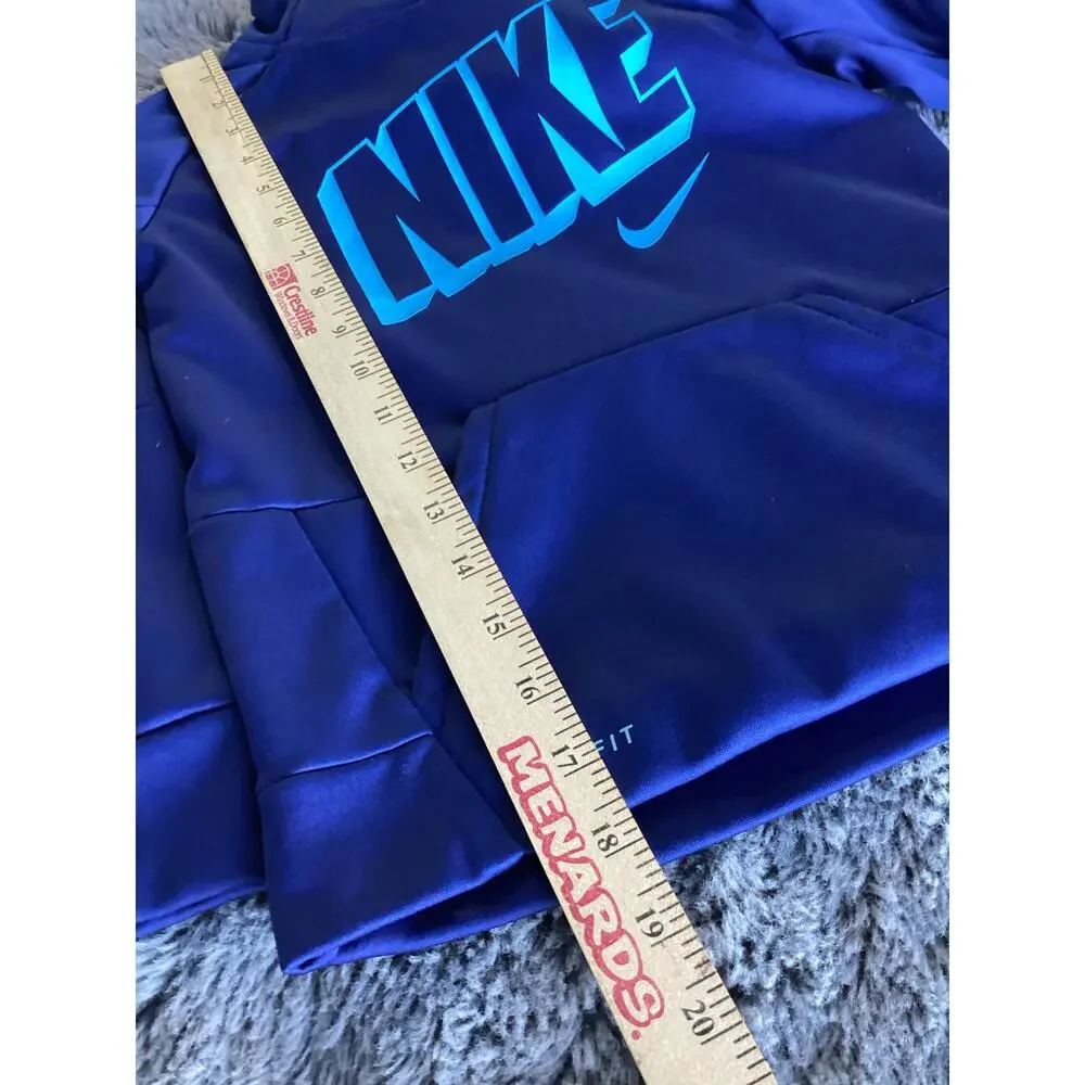 Nike Drifit Therma hooded Sweatshirt‎ Blue logo boys size 6 (5-6yrs)